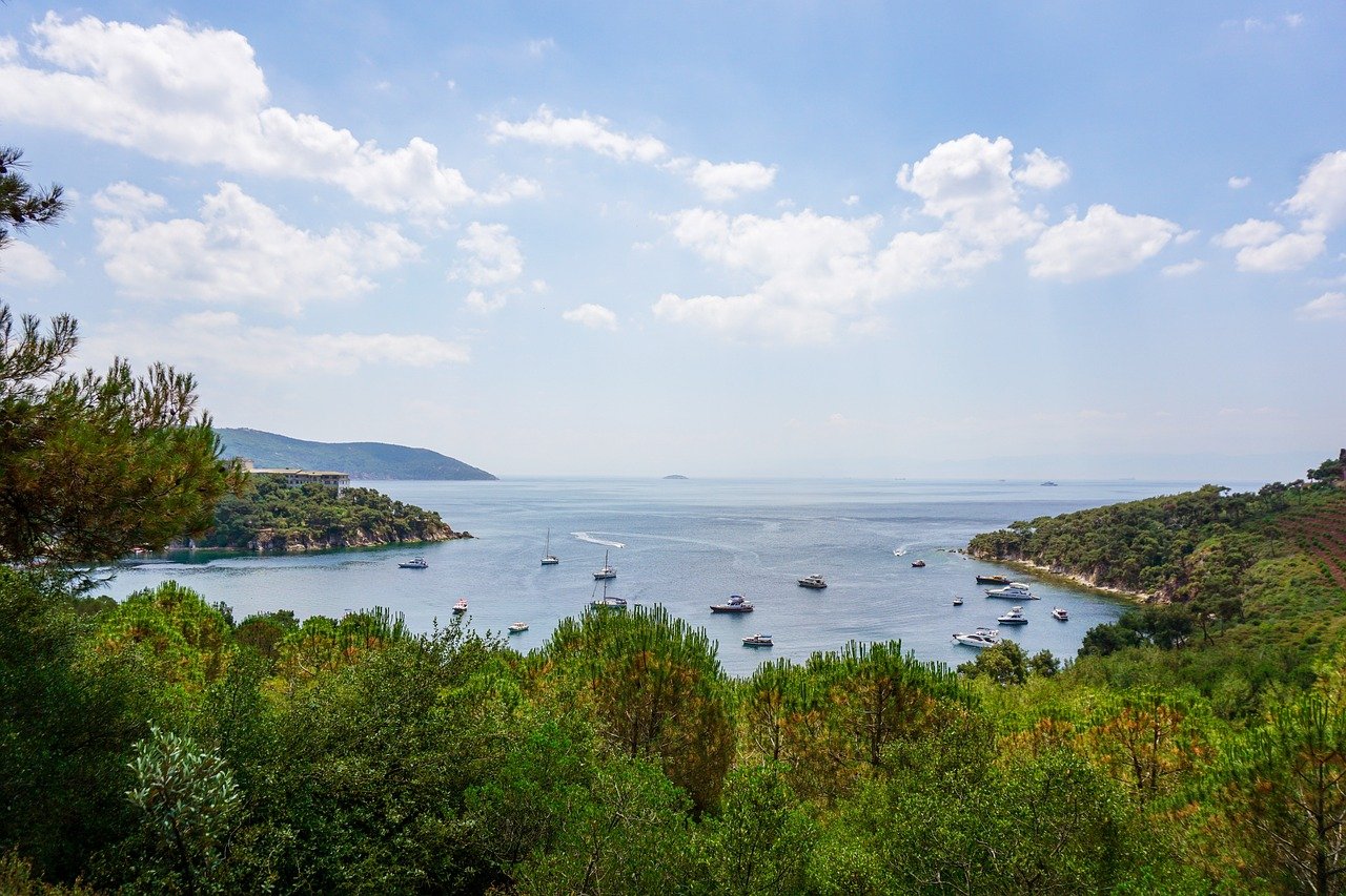 sea, island, boat